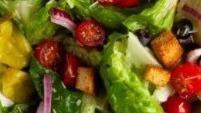 Italian Salad · Lettuce mix, salami, banana pepper, bell pepper, olives, onion, tomato, Parmesan, pasta and balsamic vinaigrette.