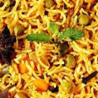 Vegetable Biryani · Our popular rice dish made with mix vegetables, basmati rice and our special blend of spices.