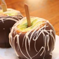 Chocolate Covered Apples · Available in slices or in full size. Fresh apples covered in chocolate with your choice of t...