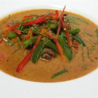 Panang Curry · A thin consistency Thai curry. Coconut Milk Base Curry, flavorful with spices and fish sauce...