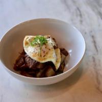 Short Rib Bowl · Brown rice, housemade pickled cucumber, spicy slaw and topped with a poached egg