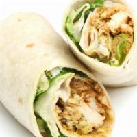 Chicken Wrap · Marinated grilled chicken thighs with lettuce, tomato, cucumbers, and our white sauce and ho...