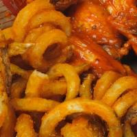 6 Wing Combo · Traditional or boneless, one sauce, served with seasoned fries, ranch, and veggie sticks