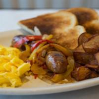 Gf Sausage, Peppers & Eggs. · The Way Dad Used To Make. Spicy Italian Sausage, Sauteed Bell Peppers, Onions & Scrambled Eg...