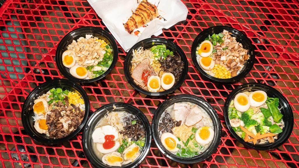 Custom Your Own Ramen Noodles Bowl  · Choice of your own broth, protein,vegetables ,served with thick noodles