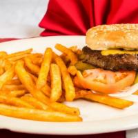 Jessy’S Texas Burger · Our half pound Angus beef patty burger with mayo, onions, tomatoes, and lettuce. Served with...