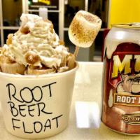 Root Beer Float · Vanilla ice cream, root beer, root beer shavings, whipped cream.