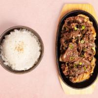 Beef Bulgogi · Barbecued marinated beef. Served over rice.