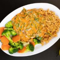 Chicken Chipotle Platter · served w Rice, Veggies and our signature chipotle sauce this sauce contains bacon, mushrooms...