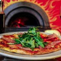 Arturo'S Pizza · Margherita pizza with thin sliced prosciutto San Danielle, fresh arugula, lemon truffle oil ...