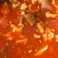 Menudo · Mexican beef tripe soup.