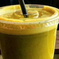 Fresh Squeezed Orange-Celery-Ginger Juice · Fresh squeezed orange juice with celery and ginger.