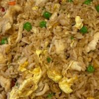 Fried Rice · Egg, scallions, carrots, peas, and soy sauce. (Excludes side of rice.).