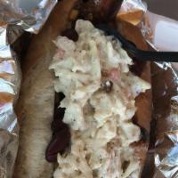 West Virginia Slaw Dawg · Vienna beef 1/4 lb'er Homemade chili and homemade coleslaw.