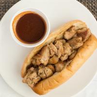 Bbq Chicken · Grilled and smothered with BBQ sauce with peppers and onions on a toasted 8