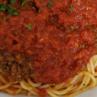 Spaghetti · With your choice of meat sauce, meatballs, sausage or mushroom sauce.