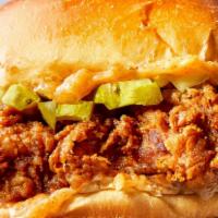 Fried Chicken Sandwich · Fried steak with pickles and mayo.