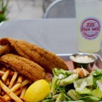 Southern Style Catfish · Mississippi catfish, 225° fries, side Caesar salad.