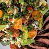 Steak & Blue Salad · avocado, egg, bacon, tomatoes, green onions, blue cheese dressing