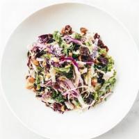 Shaved Brussels Salad · brussels, kale, smoked almonds, dried cherries & honey – mustard dressing