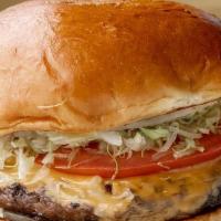 The Remedy Burger · american cheese, creamy mustard, dill pickles, sweet onion, shredded lettuce & tomato