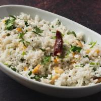 Coconut Rice · White rice sauted with shredded coconut mix.(Medium Spice Level).