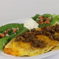 Omelet Fajita E Chicken · fajita or chicken Omelet served with pico de gallo, sour cream, corn tortillas.
