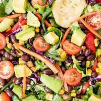 Chopped Salad · Vegetarian. Spinach & greens, avocado, cherry tomatoes, cucumber, red cabbage & carrot mix, ...