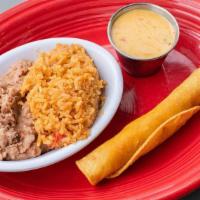 Kid Flauta · Chicken (mild) with a side of queso sauce