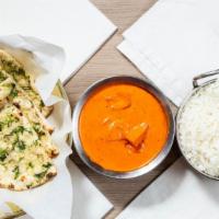 Chicken Tikka Masala · Boneless chicken marinated in yogurt, skewed and cooked in special herbs and spices.