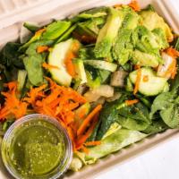 House Salad · Spinach, lettuce, avocado, tomatoes, onions, cucumbers & carrots with housemade chimichurri ...