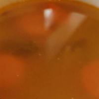 Italian Wedding Soup Cup · Mini meatballs, chicken,kale, carrots, onions, and tomato.