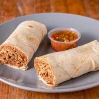 Brisket Burrito · Beef. refried beans with homemade tortillas.