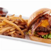 Bacon Cheddar Burger* · Applewood Smoked Bacon and Cheddar Cheese.