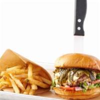 Poblano Dbl Smash Burger* · Two thinly smashed burgers, Roasted Poblano Peppers, Pepper Jack Cheese, Ghost Pepper Mayo, ...