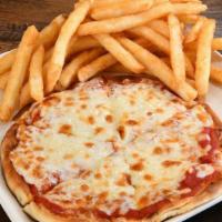 Cheese Pizza · Pizza Sauce, Melted Mozzarella Cheese, & Served With a Choice of Side