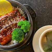 Unagi Don · with eel,radish,seaweed and choice of steamed rice or fried rice.