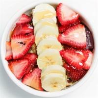 G. · BLEND | acai, strawberries, bananas, and apple juice. TOPPINGS | hemp granola, strawberries,...
