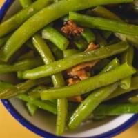 Green Beans · Contains Pork.  Gluten Free