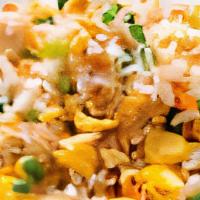 Chicken Fried Rice · Fried rice with chicken, carrot, onion, zucchini and egg