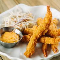 Shrimp Tempura (5) · (5pc) Deep fried shrimp and house salad.