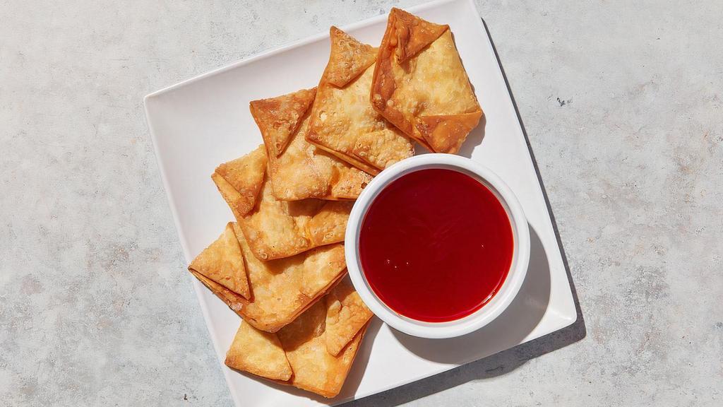 Cheese Wontons · Crab rangoon, cream cheese with imitation crab meat. Contains gluten, dairy, and fish. We cannot substitutions.