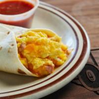 11 Big Breakfast Burrito · Breakfast burrito w/meat (egg and cheese.) Served with sausage, bacon, ham, chorizo, or bris...