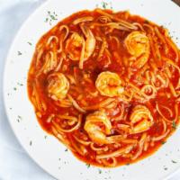 Shrimp Diablo · Shrimp sautéed with garlic and a touch of crushed red pepper in light tomato sauce with ling...