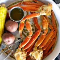 Snow Crab Legs By The Pound – Til We Run Out! · Snow Crab Legs by the pound. 1 lb. Served with corn and new potatoes. Get it while we got it...
