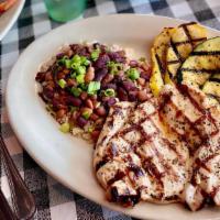 Grilled Chicken · Served with grilled vegetables, beans and rice.