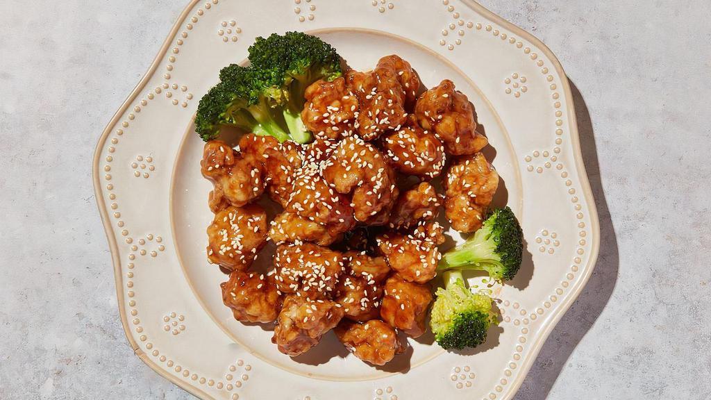 Sesame Chicken By Wu’S Asian Bistro · By Wu's Asian Bistro. Dark meat tossed in our honey sauce with toasted sesame seeds. Contains gluten and sesame. We cannot make substitutions.