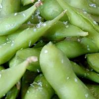Edamame (V)(Gf) · Salted and steamed soy bean pods.