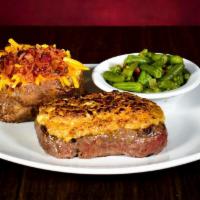 Aspen Bleu Sirloin · Hand-cut 10 oz. sirloin seasoned and grilled to perfection. Topped with a melted Bleu Cheese...