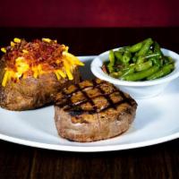 Hand-Cut Filet · Thick, hand-cut, seasoned and grilled to perfection. 6 or 8 oz. Served with your choice of t...